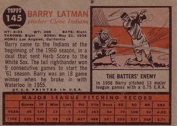 Barry Latman  baseball card collectible - Main Image 2