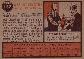 Wes Covington  baseball card collectible - Main Image 2