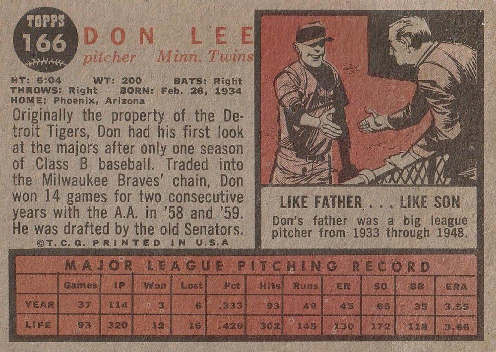 Don Lee  baseball card collectible - Main Image 2