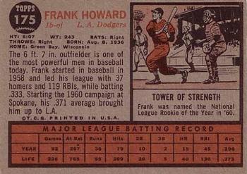 Frank Howard  baseball card collectible - Main Image 2
