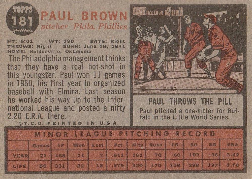 Paul Brown  baseball card collectible - Main Image 2