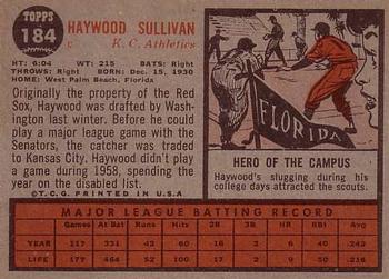 Haywood Sullivan  baseball card collectible - Main Image 2