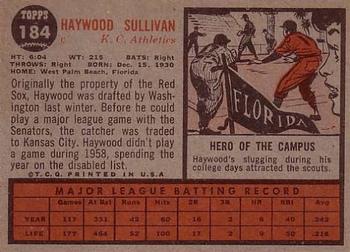 Haywood Sullivan  baseball card collectible - Main Image 2