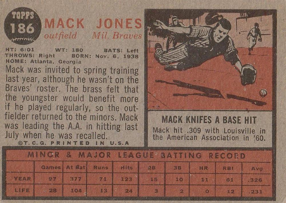 Mack Jones  baseball card collectible - Main Image 2