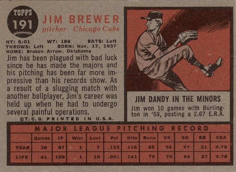 Jim Brewer  baseball card collectible - Main Image 2
