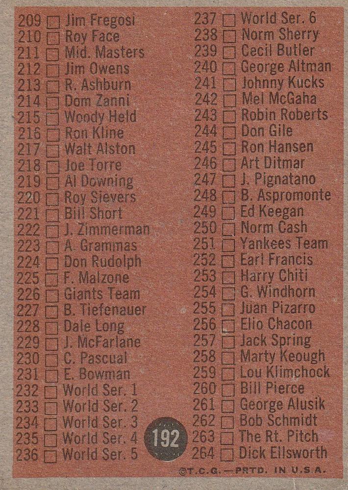 3rd Series Checklist: 177-264  baseball card collectible - Main Image 2