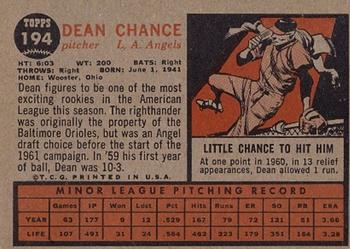 Dean Chance  baseball card collectible - Main Image 2