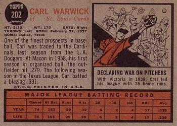 Carl Warwick  baseball card collectible - Main Image 2