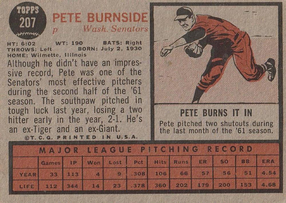 Pete Burnside  baseball card collectible - Main Image 2