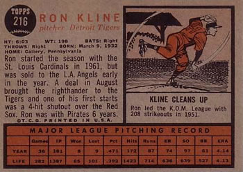 Ron Kline  baseball card collectible - Main Image 2