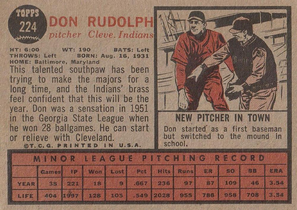 Don Rudolph  baseball card collectible - Main Image 2