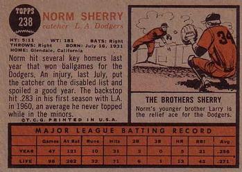Norm Sherry  baseball card collectible - Main Image 2