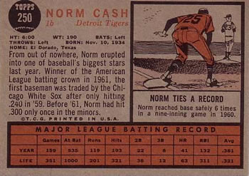 Norm Cash  baseball card collectible - Main Image 2