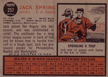 Jack Spring  baseball card collectible - Main Image 2