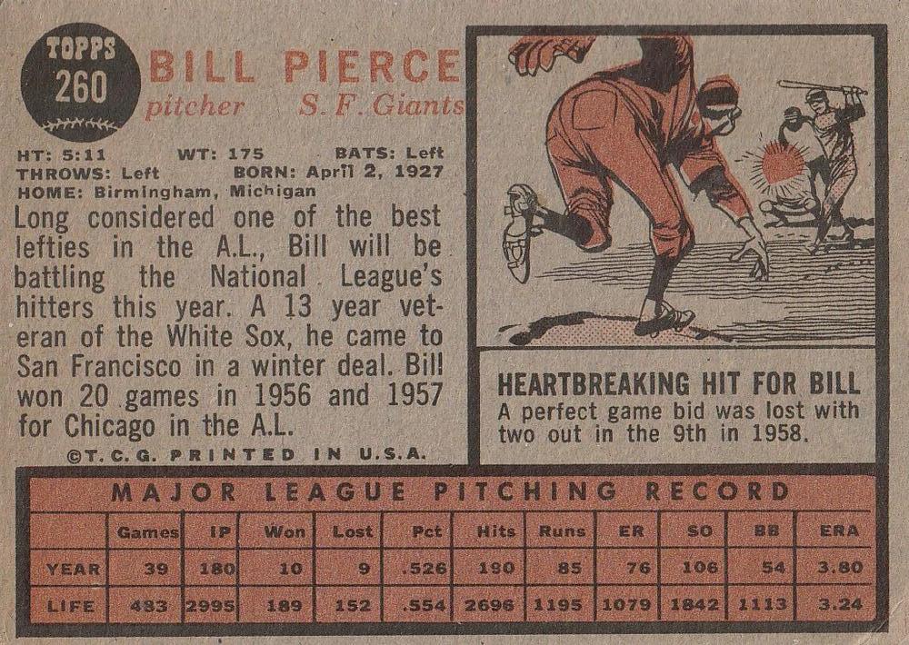 Bill Pierce  baseball card collectible - Main Image 2