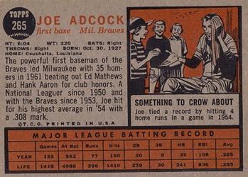 Joe Adcock  baseball card collectible - Main Image 2