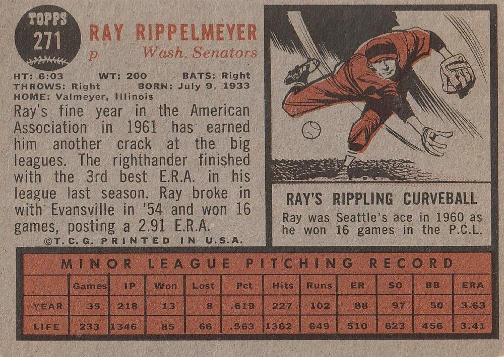 Ray Rippelmeyer  baseball card collectible - Main Image 2