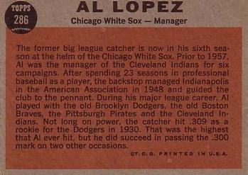 Al Lopez  baseball card collectible - Main Image 2