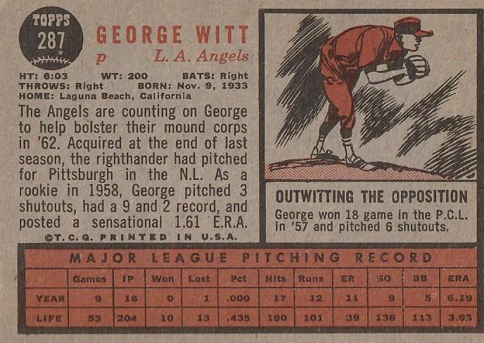George Witt  baseball card collectible - Main Image 2