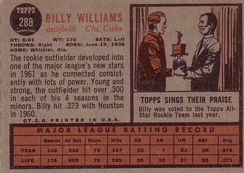 Billy Williams  baseball card collectible - Main Image 2