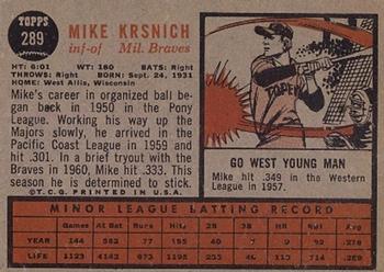 Mike Krsnich  baseball card collectible - Main Image 2
