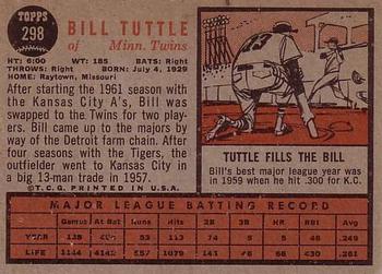 Bill Tuttle  baseball card collectible - Main Image 2