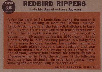 Redbird Rippers (Lindy McDaniel / Larry Jackson)  baseball card collectible - Main Image 2
