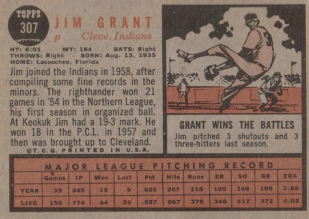 Jim Grant  baseball card collectible - Main Image 2