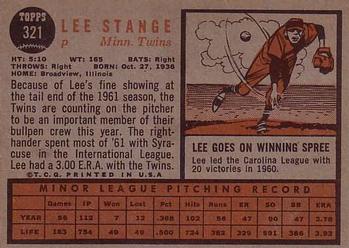 Lee Stange  baseball card collectible - Main Image 2