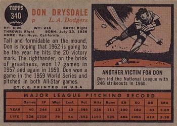 Don Drysdale  baseball card collectible - Main Image 2