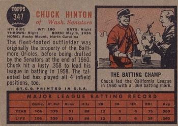 Chuck Hinton  baseball card collectible - Main Image 2