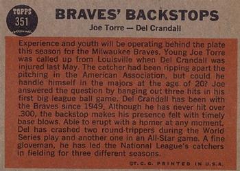Braves’ Backstops (Joe Torre / Del Crandall)  baseball card collectible - Main Image 2