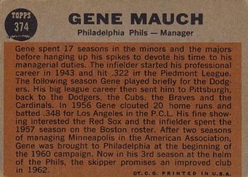 Gene Mauch  baseball card collectible - Main Image 2