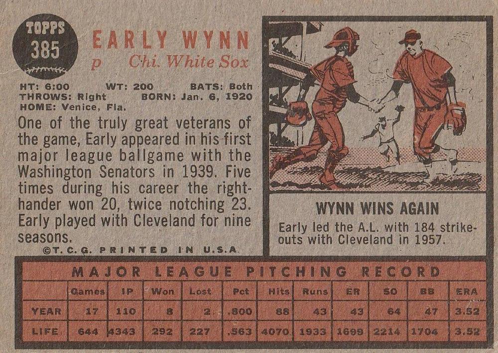 Early Wynn  baseball card collectible - Main Image 2