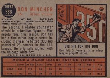 Don Mincher  baseball card collectible - Main Image 2