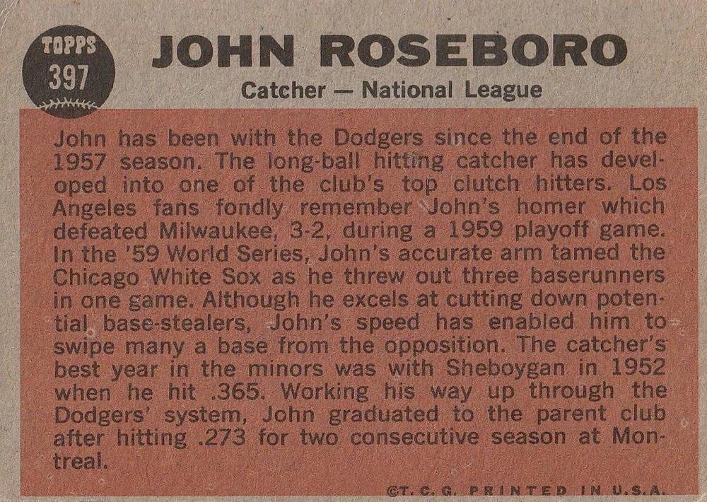 John Roseboro  baseball card collectible - Main Image 2