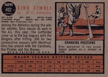 Gino Cimoli  baseball card collectible - Main Image 2