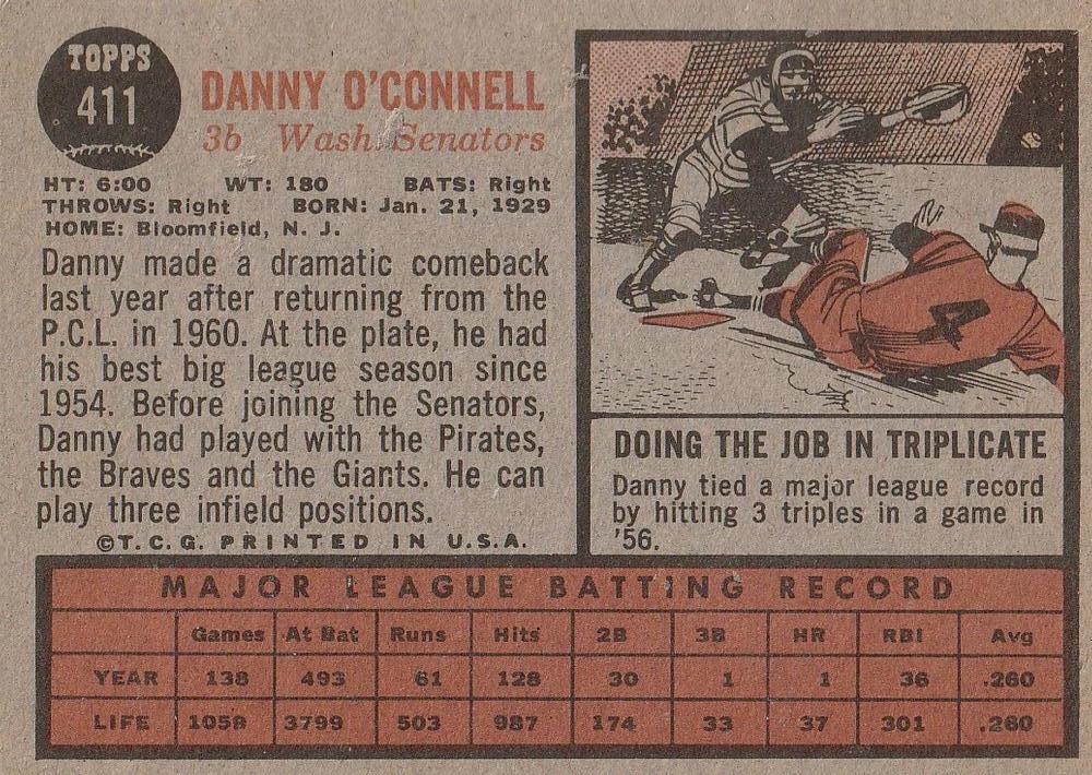 Danny O’Connell  baseball card collectible - Main Image 2