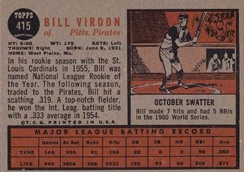 Bill Virdon  baseball card collectible - Main Image 2