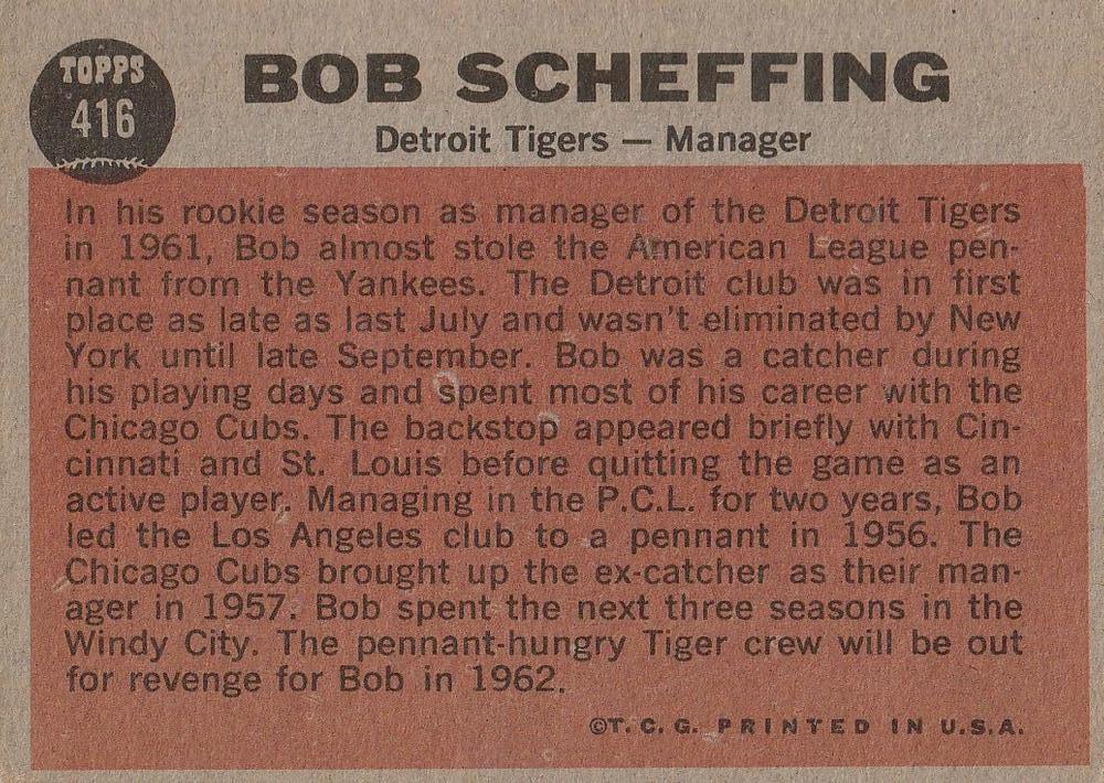 Bob Scheffing  baseball card collectible - Main Image 2