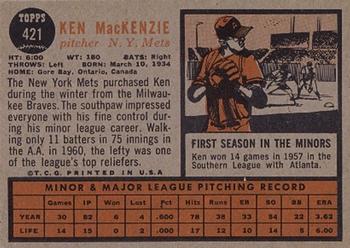 Ken MacKenzie  baseball card collectible - Main Image 2