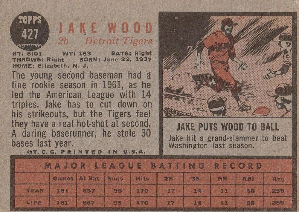 Jake Wood  baseball card collectible - Main Image 2