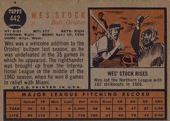 Wes Stock  baseball card collectible - Main Image 2