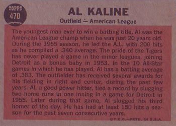 Al Kaline  baseball card collectible - Main Image 2