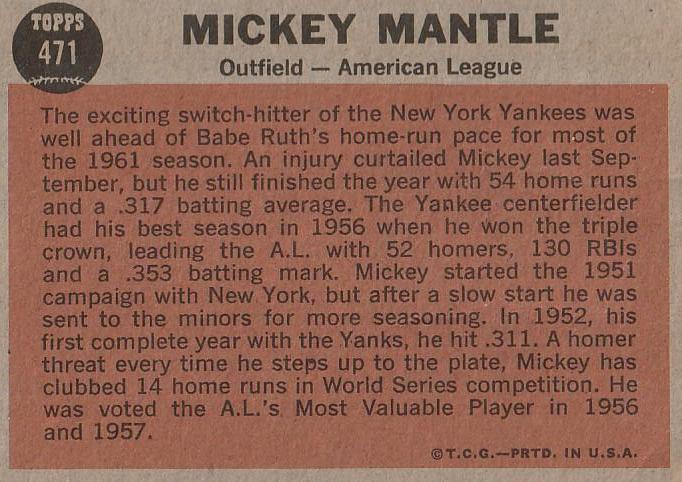 Mickey Mantle  baseball card collectible - Main Image 2