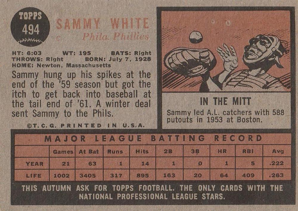 Sammy White  baseball card collectible - Main Image 2