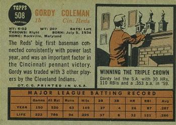 Gordy Coleman  baseball card collectible - Main Image 2