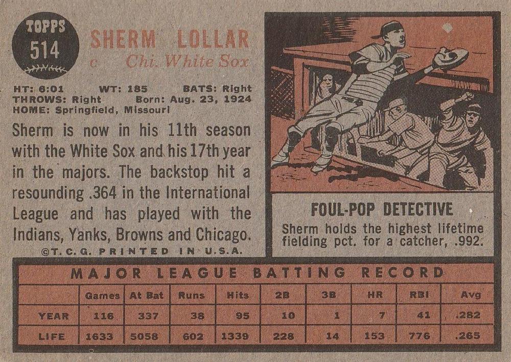 Sherm Lollar  baseball card collectible - Main Image 2