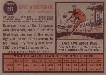 Dave Wickersham  baseball card collectible - Main Image 2