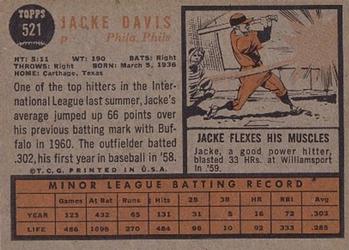 Jacke Davis  baseball card collectible - Main Image 2